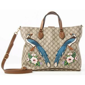 Gucci GG Supreme Peacock  Floral Bag Bird Handbag